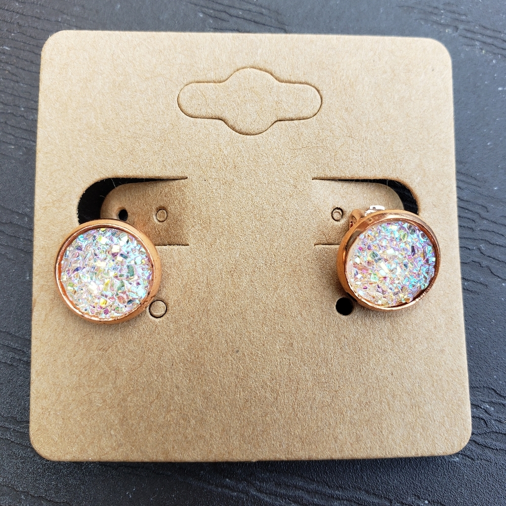 10mm Handcrafted Faux Druzy Clip-on Earrings